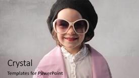  Presentation with smiling little girl - Colorful presentation enhanced with genius kids - smiling little girl in fashion backdrop and a coral colored foreground