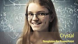  Presentation with student healhty - Slide deck consisting of genius kids - smiling teenage student with blackboard background and a tawny brown colored foreground