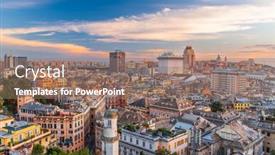 Presentation with italy - PPT layouts featuring genoa-liguria-italy-downtown-city background and a coral colored foreground