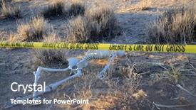  Presentation with csi - Cool new PPT theme with genocide - crime scene skeleton partially buried backdrop and a gray colored foreground