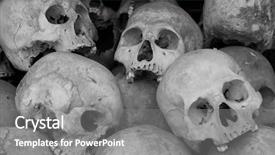  Presentation with genocide - Theme with genocide - human skulls background and a gray colored foreground