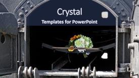  Presentation with furnace - Beautiful PPT theme featuring genocide history - cremation furnace - concentration camp backdrop and a ocean colored foreground