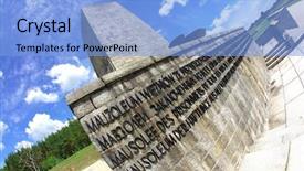  Presentation with genocide history - Colorful theme enhanced with genocide history - former nazi concentration camp gross-rosen backdrop and a light blue colored foreground