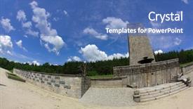  Presentation with camp - Cool new PPT theme with genocide history - former nazi concentration camp gross-rosen backdrop and a ocean colored foreground