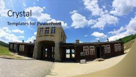  Presentation with genocide history - Amazing theme having genocide history - former nazi concentration camp gross-rosen backdrop and a light blue colored foreground