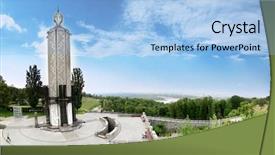  Presentation with genocide history - Colorful PPT theme enhanced with genocide history - memorial monument to the holodomor backdrop and a light blue colored foreground