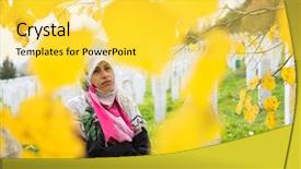  Presentation with genocide history - Slide deck consisting of genocide history - srebrenica memorial center for war background and a yellow colored foreground