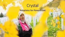  Presentation with genocide history - Slide set having genocide history - srebrenica memorial center for war background and a yellow colored foreground