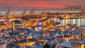  Presentation with port - Presentation design enhanced with genova-italy-downtown-skyline background and a coral colored foreground