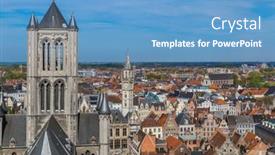  Presentation with belgium - PPT theme featuring gent-cityscape-belgium-architecture-background background and a teal colored foreground