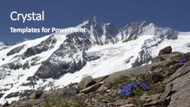  Presentation with gentian - Slide deck with gentiana verna - spring gentian under grossglockner peak background and a ocean colored foreground