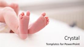  Presentation with newborn baby - Slide deck with gentle baby feet gentle blurred background and a white colored foreground