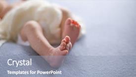  Presentation with newborn baby - Theme enhanced with gentle baby feet gentle blurred background and a light blue colored foreground