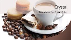  Presentation with gentle - Slide deck featuring gentle colorful macaroons and black coffee in mug isolated on white background and a lemonade colored foreground