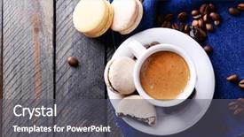 Presentation with gentle - Cool new PPT theme with gentle colorful macaroons and coffee backdrop and a dark gray colored foreground
