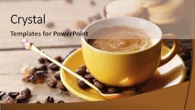  Presentation with gentle - Cool new presentation with gentle colorful macaroons and coffee in mug on wooden table background backdrop and a lemonade colored foreground