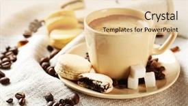  Presentation with gentle - Amazing presentation design having gentle colorful macaroons and coffee in mug on color wooden background backdrop and a lemonade colored foreground