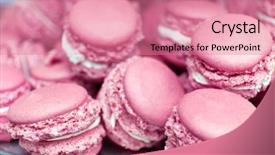  Presentation with gentle - PPT theme consisting of gentle-colorful-macaroons-close-up background and a coral colored foreground