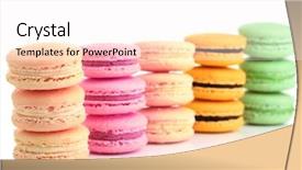  Presentation with gentle - Theme enhanced with gentle colorful macaroons isolated on white background and a white colored foreground