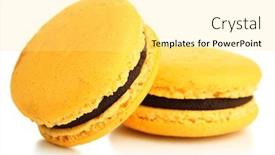  Presentation with gentle - Colorful slide deck enhanced with gentle colorful macaroons isolated on white backdrop and a yellow colored foreground