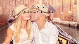  Presentation with honeymoon - Presentation theme having gentle couple in love newlywed background and a coral colored foreground