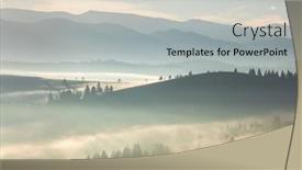  Presentation with misty - PPT theme featuring gentle-foggy-misty-landscape background and a light gray colored foreground