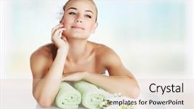  Presentation with alternative medicine - Slides with gentle girl spending time at spa salon enjoying beauty treatment alternative medicine vacation at the wellness hotel healthy lifestyle background and a lemonade colored foreground