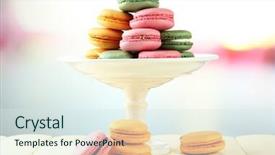  Presentation with gentle - Presentation design consisting of gentle macaroons in vase on table on light background background and a sky blue colored foreground