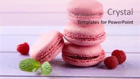  Presentation with gentle - Presentation theme having gentle macaroons on table close-up background and a coral colored foreground