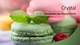  Presentation with gentle - Slides consisting of mint rose flavour - gentle macaroons on table close-up background and a lemonade colored foreground