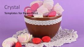  Presentation with gentle - Audience pleasing presentation design consisting of gentle-marshmallow-in-bowl backdrop and a light blue colored foreground