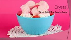 Presentation with gentle - PPT theme consisting of gentle-marshmallow-in-bowl background and a coral colored foreground