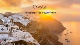  Presentation with island resort - PPT layouts enhanced with gentle-morning-on-santorini-romantic background and a coral colored foreground