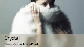  Presentation with gentle - Slides having gentle portrait of a beautiful girl with white fur background and a light gray colored foreground