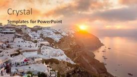  Presentation with island resort - Cool new presentation theme with gentle-sunrise-morning-view backdrop and a coral colored foreground