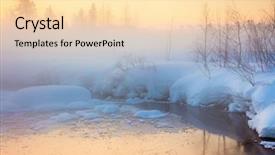  Presentation with gentle - PPT theme consisting of sunset in forest and river background and a lemonade colored foreground