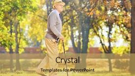  Presentation with cane - PPT theme consisting of gentleman walking with a cane background and a yellow colored foreground