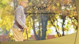  Presentation with blind walking cane - Beautiful PPT theme featuring gentleman walking with a cane backdrop and a coral colored foreground