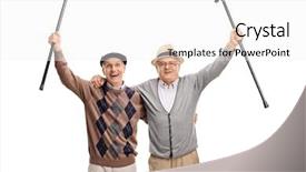  Presentation with two men on a judo - PPT layouts enhanced with gentlemen - two overjoyed elderly men background and a white colored foreground