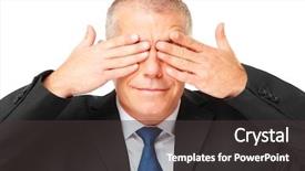  Presentation with eyes - Slides with gently smiling mature business man background and a dark gray colored foreground