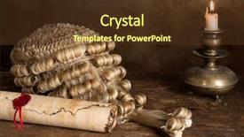  Presentation with scroll - Audience pleasing slide deck consisting of genuine horsehair judge's wig and a sealed parchment scroll backdrop and a tawny brown colored foreground