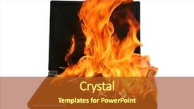  Presentation with fire insurance - PPT layouts enhanced with genuine laptop computer on fire background and a crimson colored foreground