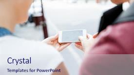  Presentation with navigation - Presentation consisting of geo location - tourists using navigation app background and a sky blue colored foreground