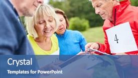  Presentation with competition - Colorful presentation design enhanced with geocaching game or competition backdrop and a ocean colored foreground