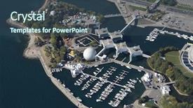  Presentation with toronto - Presentation theme having geodesic - aerial shot of ontario place background and a ocean colored foreground