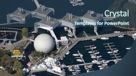  Presentation with toronto - Audience pleasing PPT theme consisting of geodesic - ontario place opened in may backdrop and a ocean colored foreground
