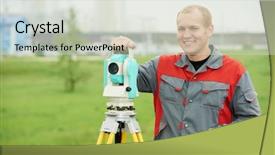  Presentation with construction site construction - PPT theme featuring geodesic - surveyor at construction site background and a  colored foreground