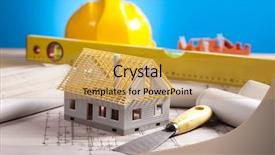  Presentation with geodesy - Colorful PPT theme enhanced with geodesy - house blueprints backdrop and a yellow colored foreground