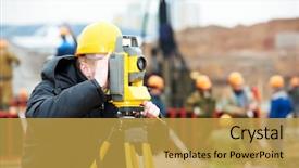  Presentation with surveyor - Cool new presentation with geodesy - one surveyor worker working backdrop and a yellow colored foreground