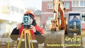  Presentation with transit road - Colorful theme enhanced with geodesy - one surveyor worker working backdrop and a tawny brown colored foreground